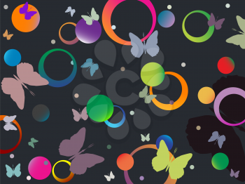 Royalty Free Clipart Image of a Butterfly and Bubble Background