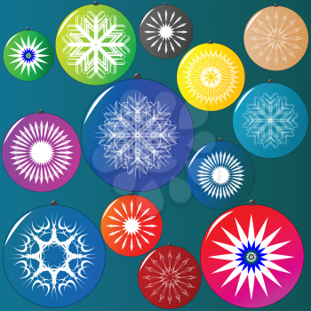 Royalty Free Clipart Image of a Set of Christmas Oranments