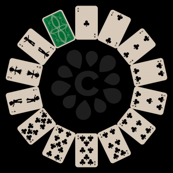 Royalty Free Clipart Image of a Circle of Clubs