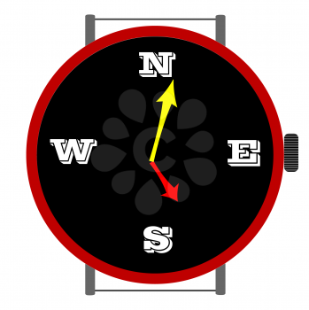 Royalty Free Clipart Image of a Clock With Directions