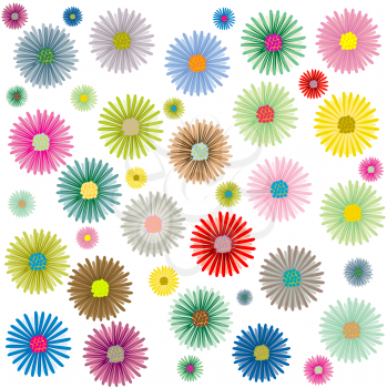 Royalty Free Clipart Image of Coloured Flowers on White