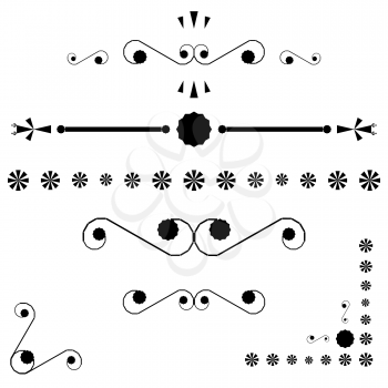 Royalty Free Clipart Image of a Set of Corner and End Ornaments