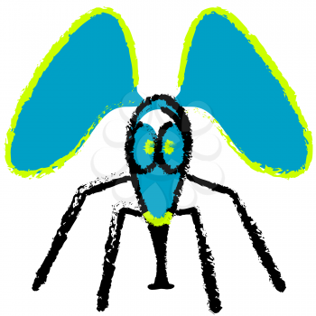 Royalty Free Clipart Image of a Child-like Drawing of a Fly