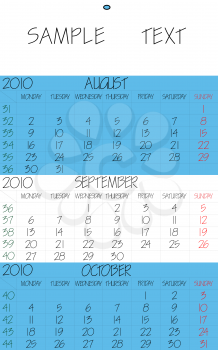 Royalty Free Clipart Image of a Late Summer Earl Fall Calendar