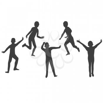 Royalty Free Clipart Image of Five Children Silhouettes