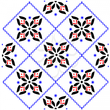 Royalty Free Clipart Image of a Cross-Stitch Floral Pattern