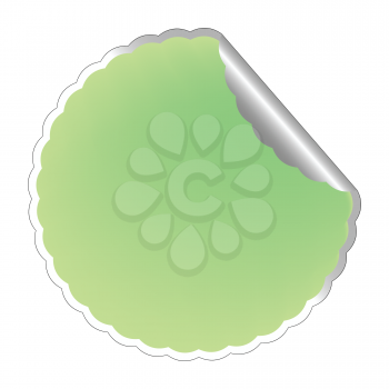 Royalty Free Clipart Image of a Green Peeling Sticker