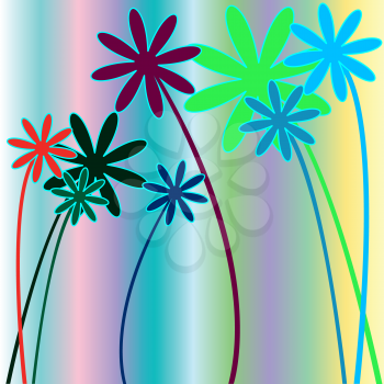 Royalty Free Clipart Image of Flowers on Stripes