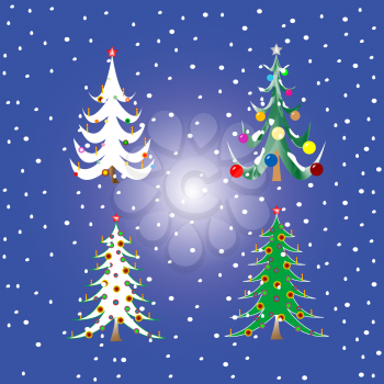 Royalty Free Clipart Image of Four Christmas Trees