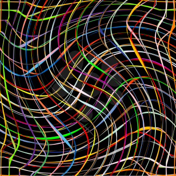Royalty Free Clipart Image of a Mass of Stripes on Black