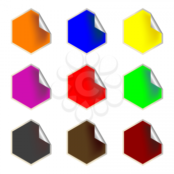 Royalty Free Clipart Image of a Hexagon Labels