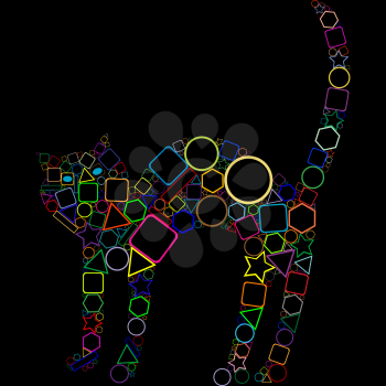 Royalty Free Clipart Image of a Cat Made of Shapes