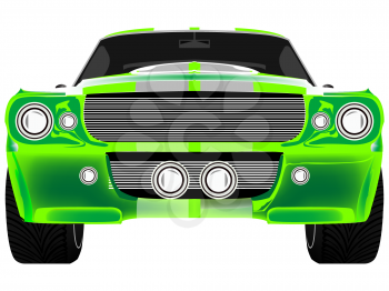 Royalty Free Clipart Image of a Green Sports Car