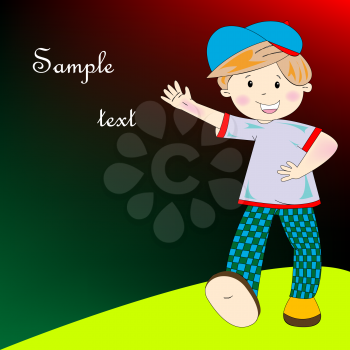 Royalty Free Clipart Image of a Little Boy Waving