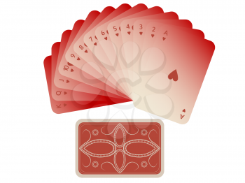 Royalty Free Clipart Image of Heart Playing Cards Fanned Out