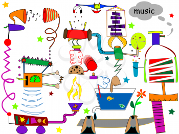 Royalty Free Clipart Image of a Cartoon Machine