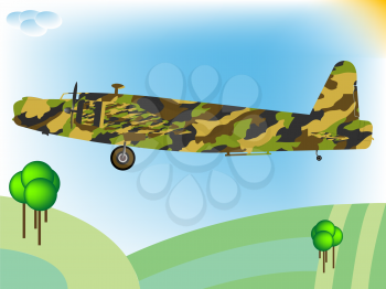 Royalty Free Clipart Image of a Camouflage Airplane