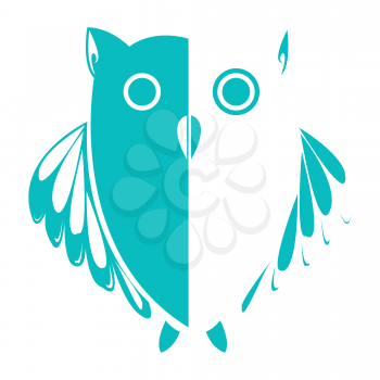 Royalty Free Clipart Image of an Aqua and White Owl