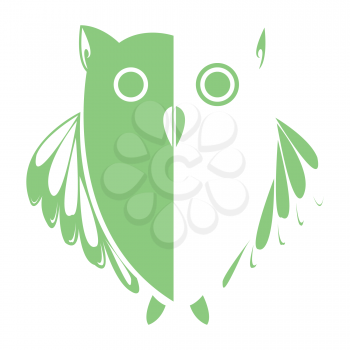 Royalty Free Clipart Image of a Green and White Owl