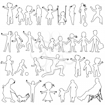 Royalty Free Clipart Image of a Group of Sketches of People