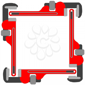 Royalty Free Clipart Image of a Pipe Wrench Pattern Frame