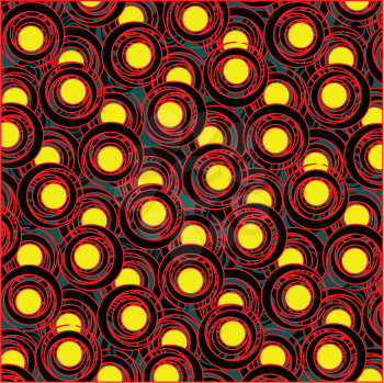 Royalty Free Clipart Image of a Red and Yellow Circle Pattern