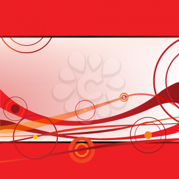 Royalty Free Clipart Image of Red Waves and Circles