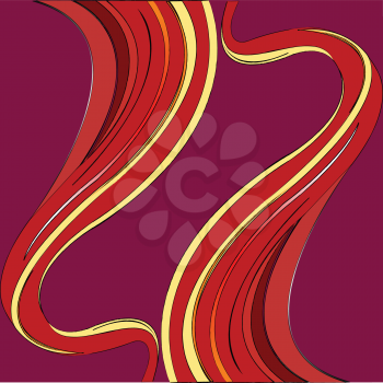 Royalty Free Clipart Image of Red Waves on a Purple Background
