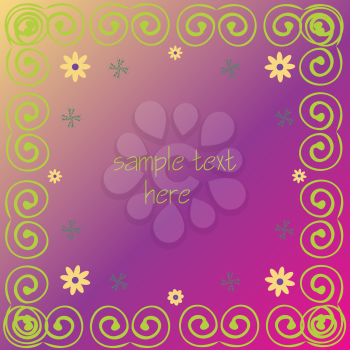 Royalty Free Clipart Image of a Swirl Frame With Flowers