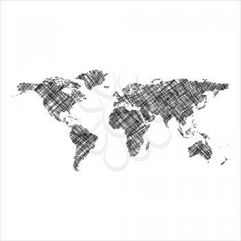 Royalty Free Clipart Image of a World Striped Map