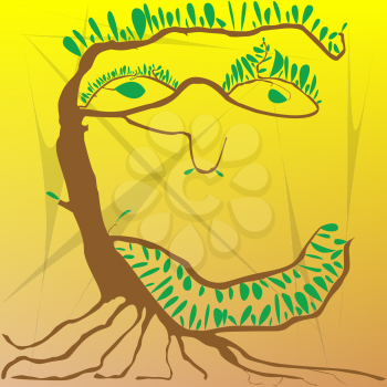 Royalty Free Clipart Image of a Tree That Looks Like a Man's Face