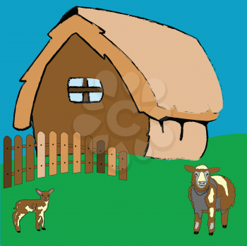 Royalty Free Clipart Image of a Village Building