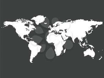 Royalty Free Clipart Image of a White World Map on Grey