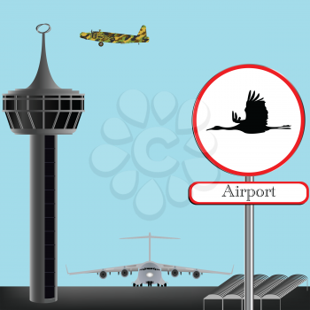 airport concept composition, abstract vector art illustration