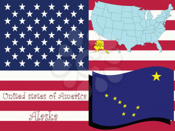 Royalty Free Clipart Image of the State of Alaska and Flag