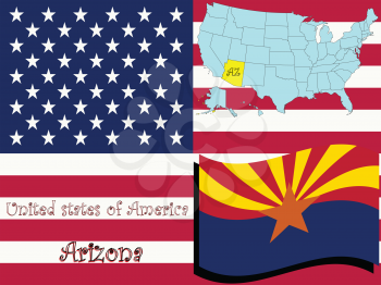 Royalty Free Clipart Image of the State of Arizona and Flag