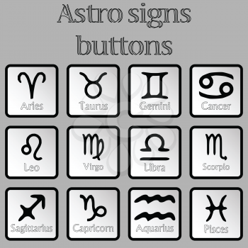 astro signs buttons, abstract vector art illustration