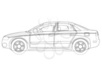 auto sketch vector against white background, abstract art illustration
