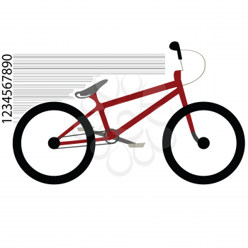 bicycle moving and bar code against white background, abstract vector art illustration