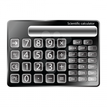 black calculator against white background, abstract vector art illustration