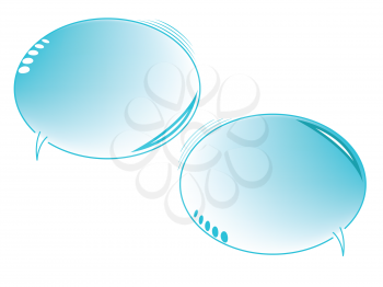 blue text bubbles isolated on white background, abstract vector art illustration