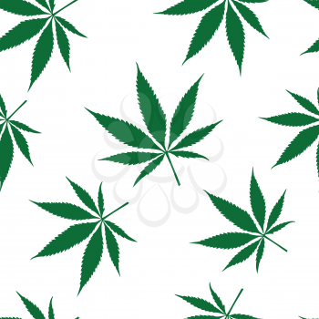cannabis seamless pattern, abstract texture; vector art illustration