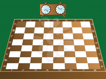 chess board and clock, abstract vector art illustration