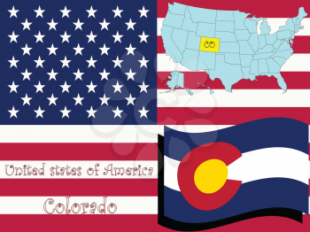 Royalty Free Clipart Image of the State of Colorado and Flag
