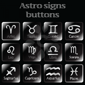 dark astro sign buttons, abstract vector art illustration