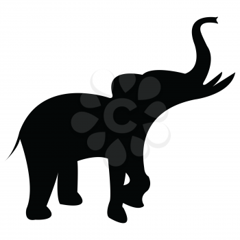 elephant black silhouette isolated on white background, abstract vector art illustration