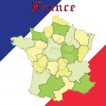 france map over national colors, abstract vector art illustration