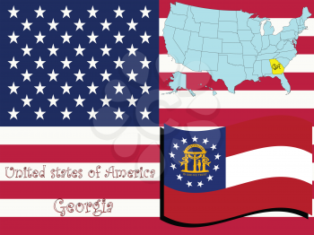 Royalty Free Clipart Image of the State of Georgia and Flag