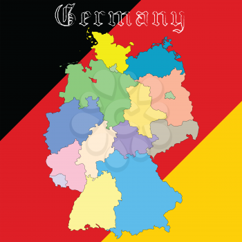 germany map over national colors, abstract vector art illustration