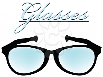 glasses black silhouette isolated on white background, abstract vector art illustration